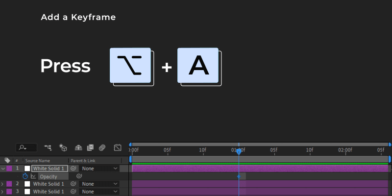 add keyframe in after effects